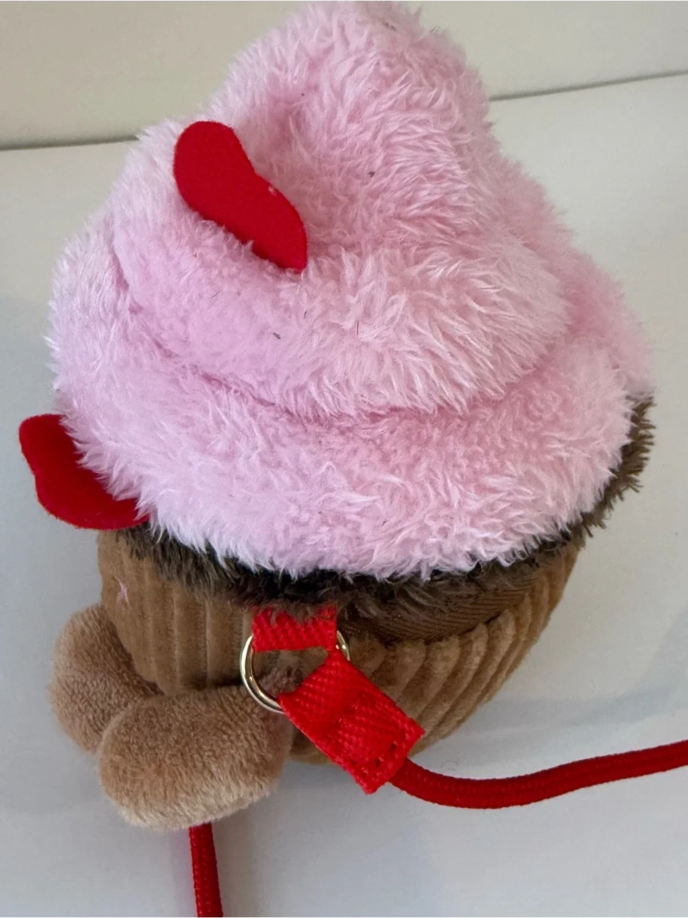 H&M Mini Cupcake Plush Purse Shoulder Bag Pink Red Brown Padded Toy Cute Small